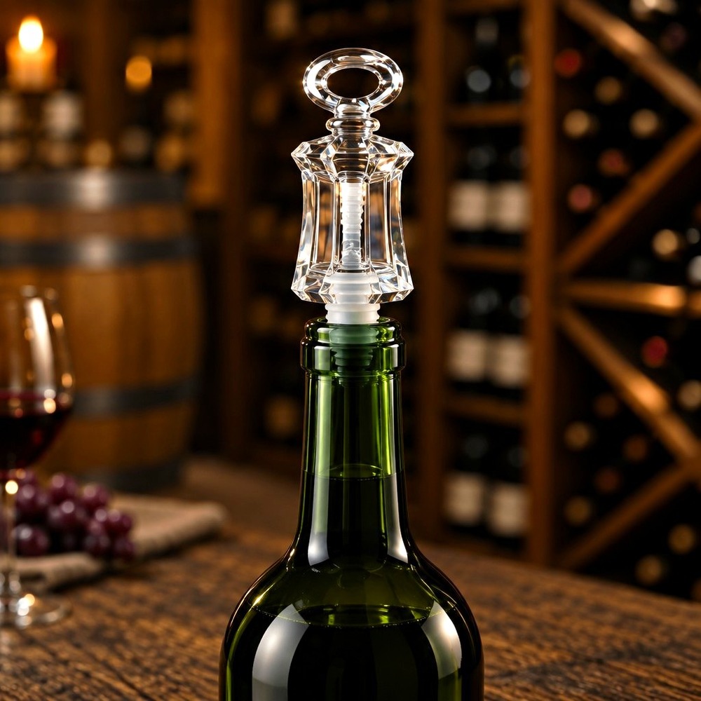 Godinger Crystal Bottle Stopper Corkscrew Theme 24% Lead Crystal MPN 4241